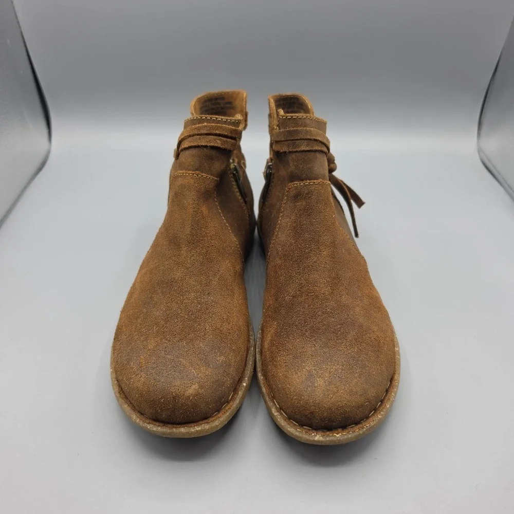 Born Wynter II Boots Womens 7 Brown Leather Chukka Booties Wrap Tie‎ Zipper